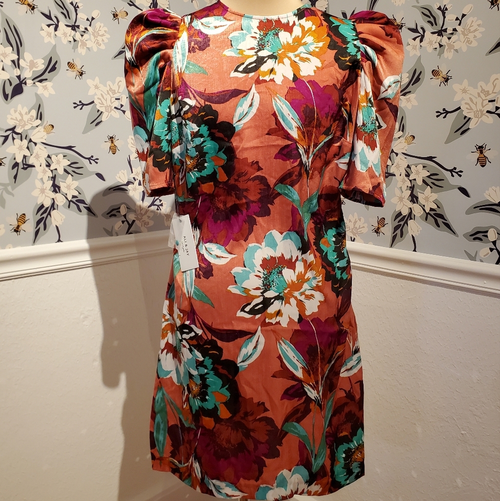 Ali and Jay floral puff sleeve dress size large
